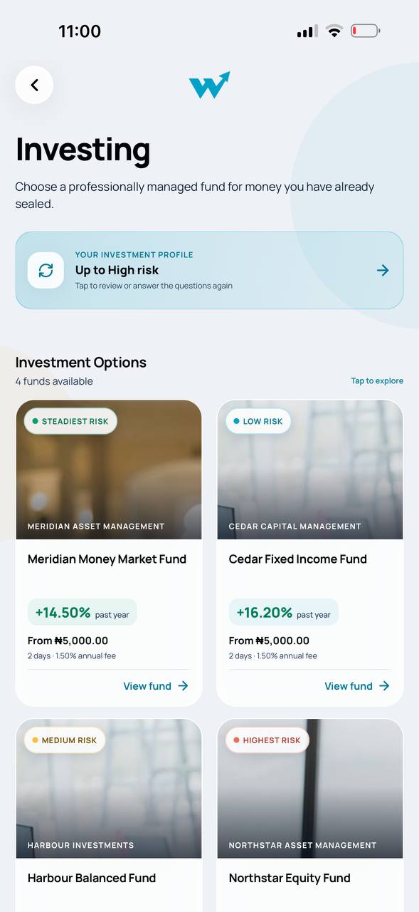 Wealtho investing screen