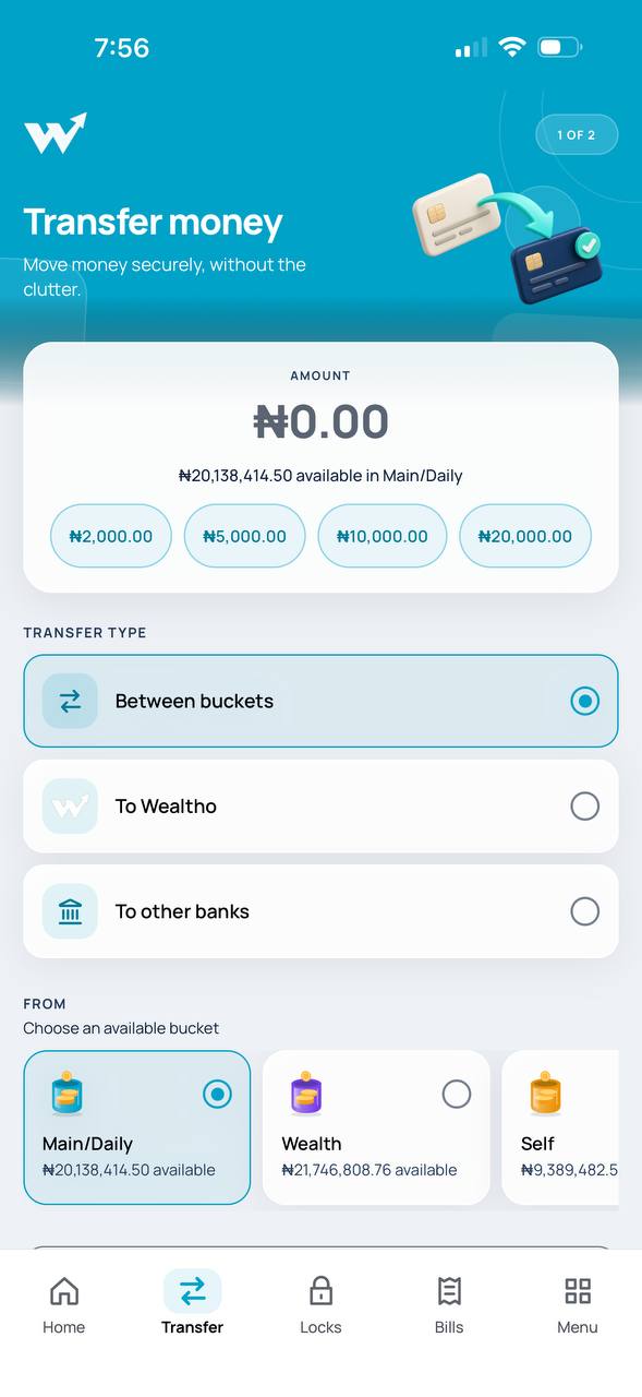 Wealtho transfer screen